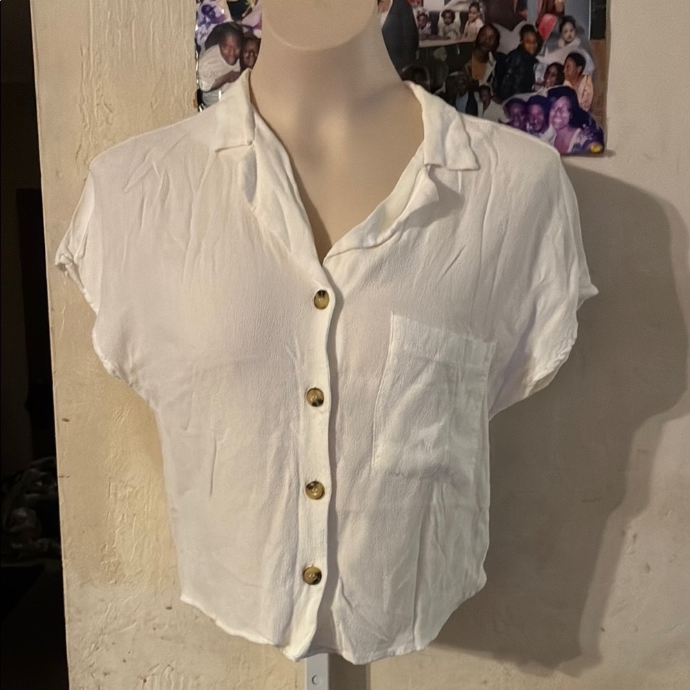 Bershka Cream Button-Down Shirt